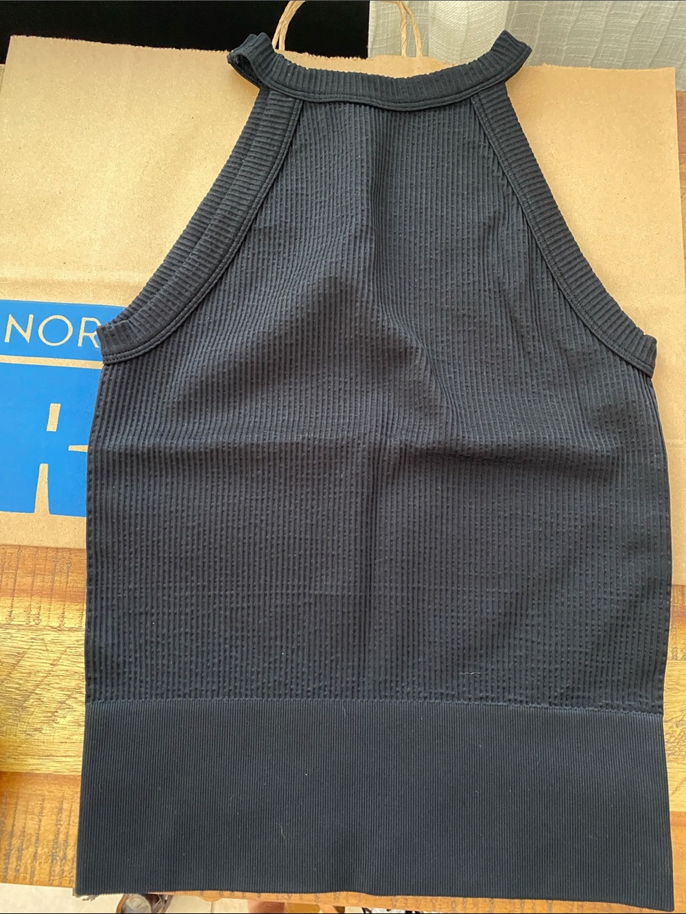 Free People Black Ribbed High-Neck Tank